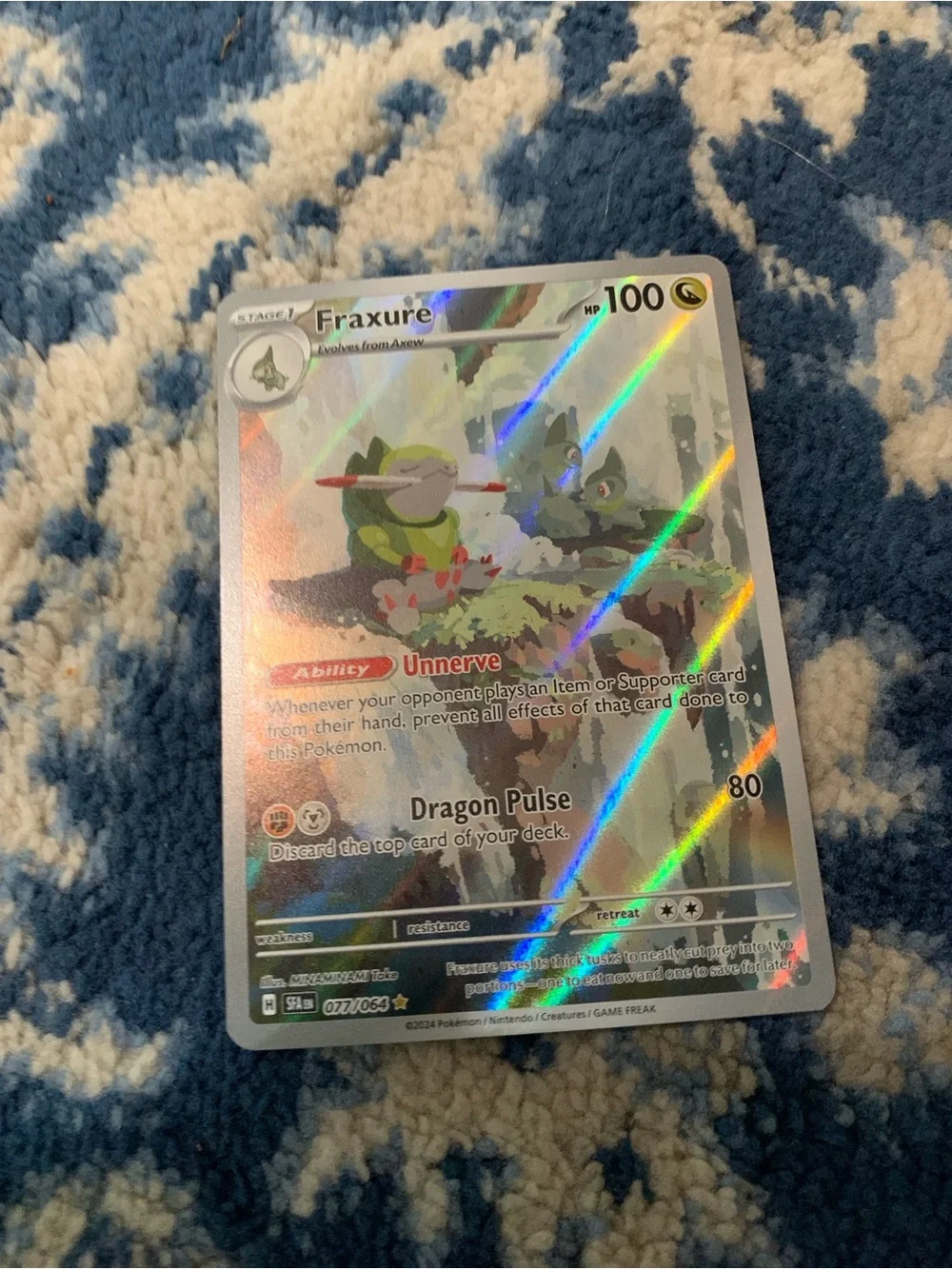 Pokemon Fraxure Holographic Card — Green, Silver - Picture 1 of 1
